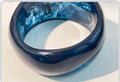 Women’s Retro Marble Texture Resin Bracelet-Large Irregular Geometric Marbled Design in Navy Blue, Royal Blue, Black & Brown smooth Spherical Beads for Everyday