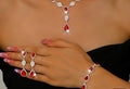 Elegant Red and Silver Jewelry set