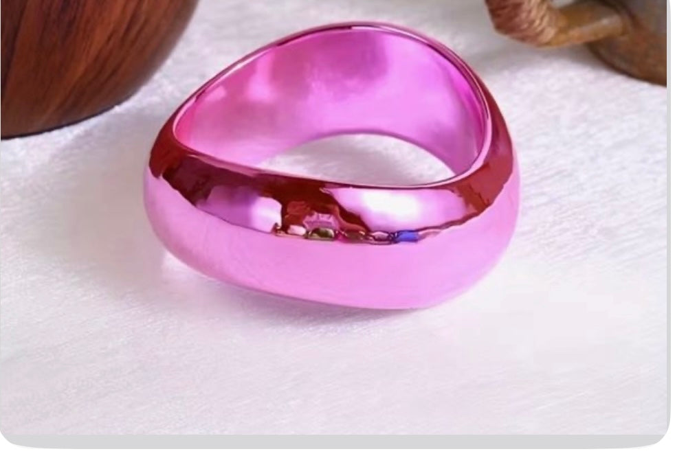 Gorgeous light Pink wide band thick Curved Cuff Bracelet