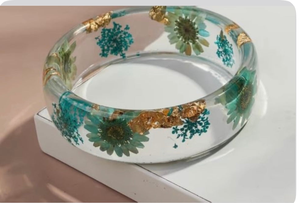 Transparent wide Bracelet Color Daisy Flower