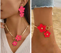 Floral Pink and Gold Jewelry set