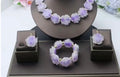 Light purple Earrings, Resin Rose Flowers Necklace Earrings and Bracelet.