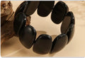 Wide-Face Stretch String Bracelet in Stylish Acrylic Black Bracelet