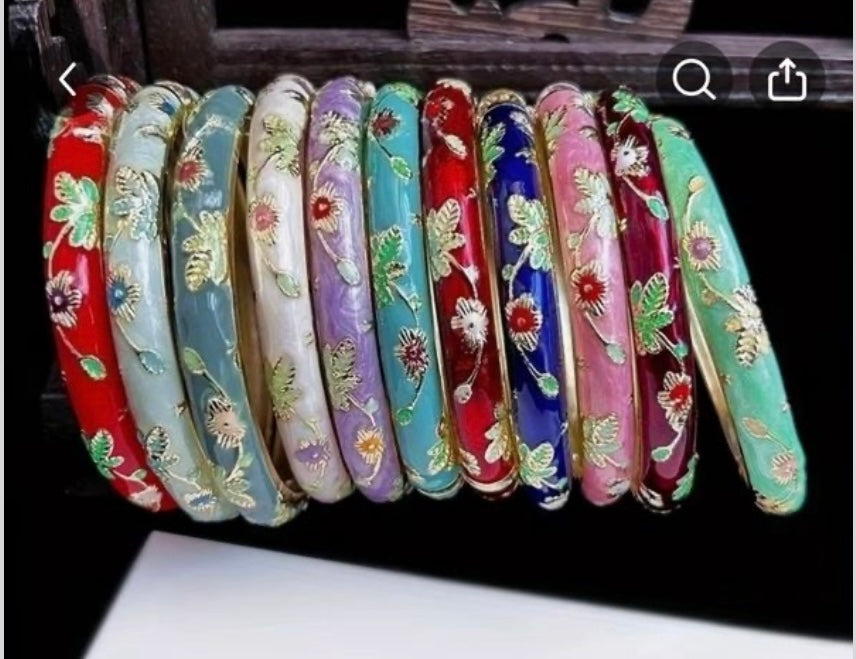 Random color Cloisonné oil Vintage enamel bracelet set ornaments hand jewelry