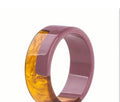 Chic Vintage-inspired Two-Tone Resin Bangle Bracelet Marbled Brown