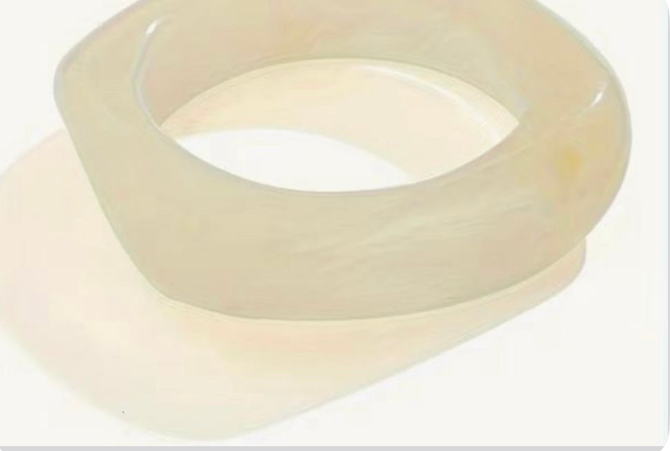 Acrylic Bracelet with Irregular Marble Pattern-Wide Thick Surface, No Plating, All Season Versatile Jewelry
