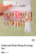 Gold and pink Hoop Earrings set