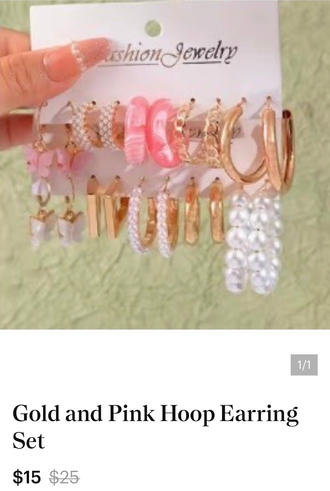 Gold and pink Hoop Earrings set