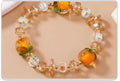 Glass Bead Bracelet with Yellow Persimmon Charm & Green Leaf Accents-cute Durable Jewelry for Casual