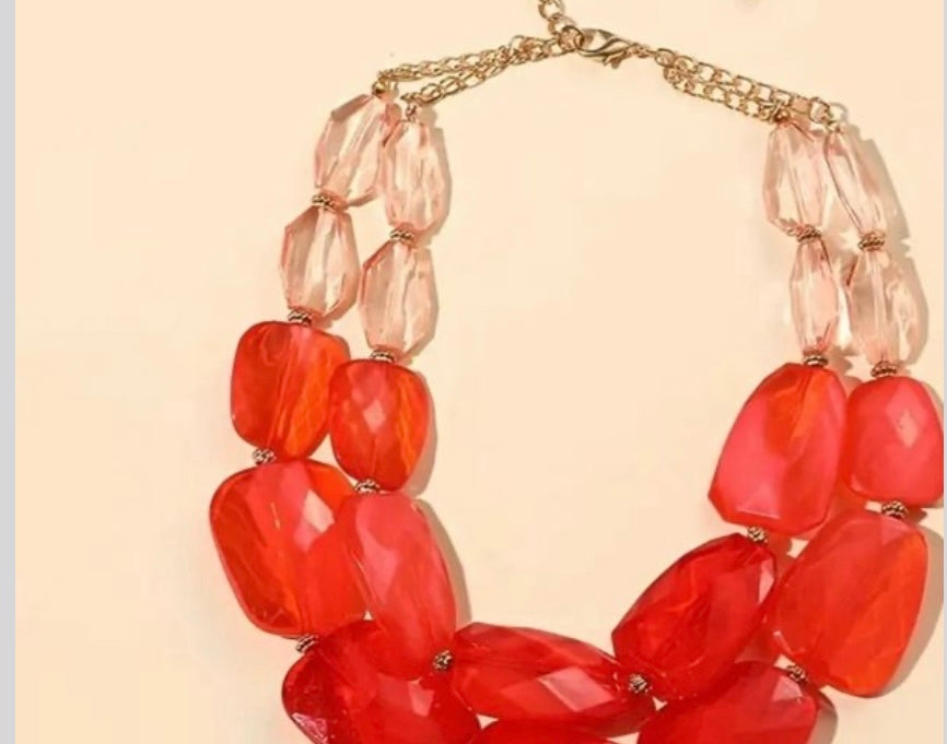 Handmade Double Layer Necklace for Women-Resin Bread Jewelry with Natural Imperfections & Color