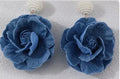 Women’s Blue Denim Floral Earrings-Vintage Elegant Dangle Earrings