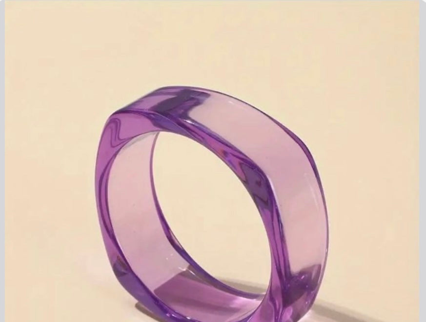 Stylish Transparent Resin Bangle Women wide Thick Big Charm