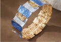 Stretch Bracelet for Women-Zinc Alloy with Blue Enamel,Golden Accents-Perfect for Daily Wear Parties