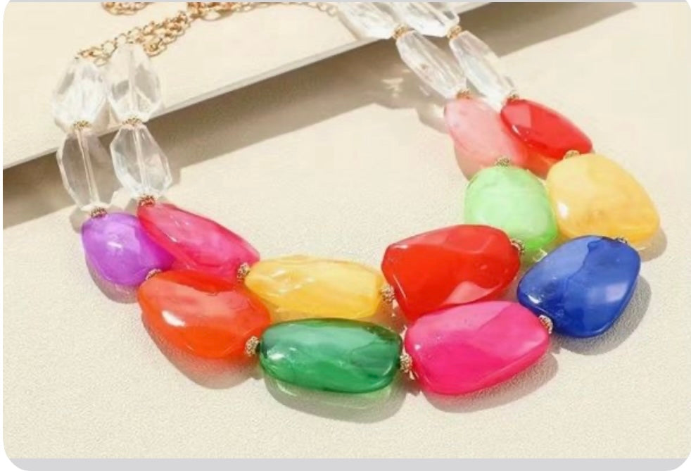 Vibrant Multicolor Acrylic Necklace for Women Stylish Party Jewelry Gift with Unique Bead Design