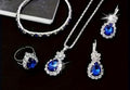 Elegant Blue and silver jewelry set